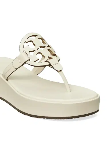 Tory Burch Women's Miller Leather Wedge Sandals - New | Thumbnail 4 Tory Burch Women's Miller Leather Wedge Sandals - New | Thumbnail 4