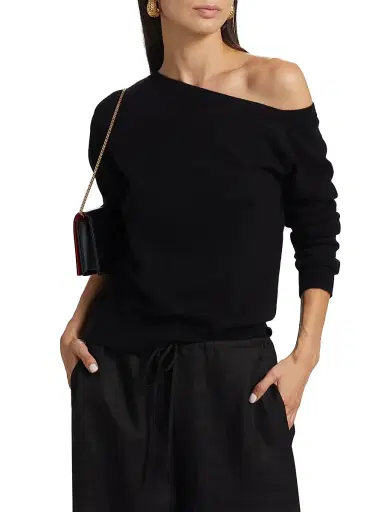 Saks Fifth Avenue Women's One-Shoulder Cashmere Sweater - Black | Thumbnail 3 Saks Fifth Avenue Women's One-Shoulder Cashmere Sweater - Black | Thumbnail 3