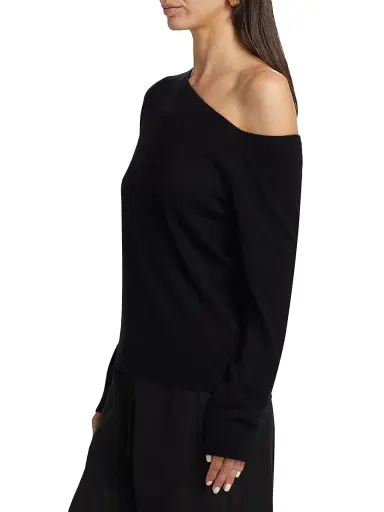 Saks Fifth Avenue Women's One-Shoulder Cashmere Sweater - Black | Thumbnail 4 Saks Fifth Avenue Women's One-Shoulder Cashmere Sweater - Black | Thumbnail 4