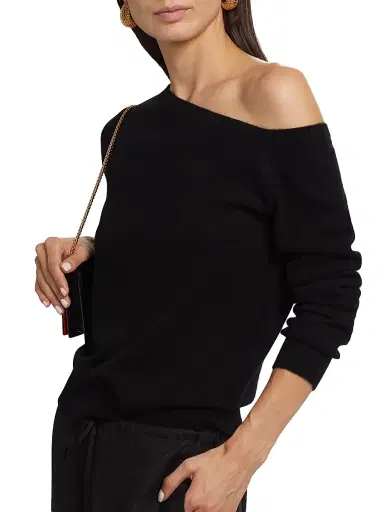 Saks Fifth Avenue Women's One-Shoulder Cashmere Sweater - Black | Thumbnail 6 Saks Fifth Avenue Women's One-Shoulder Cashmere Sweater - Black | Thumbnail 6