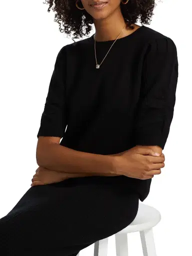 Saks Fifth Avenue Women's Pleated Cashmere Sweater - Black | Thumbnail 6 Saks Fifth Avenue Women's Pleated Cashmere Sweater - Black | Thumbnail 6