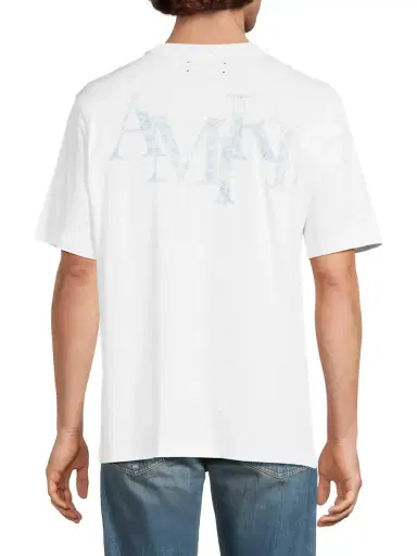 Amiri Men's Staggered Logo Cotton T-Shirt - White | Thumbnail 5 Amiri Men's Staggered Logo Cotton T-Shirt - White | Thumbnail 5