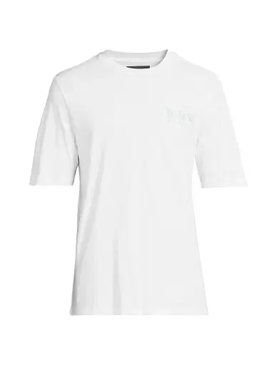 Amiri Men's Staggered Logo Cotton T-Shirt - White | Thumbnail 1 Amiri Men's Staggered Logo Cotton T-Shirt - White | Thumbnail 1