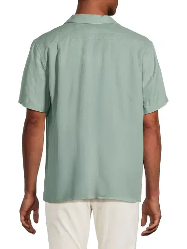 Onia Men's Linen Pintuck Camp Shirt - Soft Olive | Thumbnail 5 Onia Men's Linen Pintuck Camp Shirt - Soft Olive | Thumbnail 5