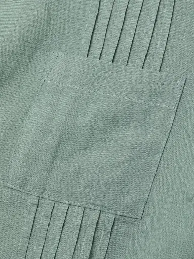 Onia Men's Linen Pintuck Camp Shirt - Soft Olive | Thumbnail 6 Onia Men's Linen Pintuck Camp Shirt - Soft Olive | Thumbnail 6