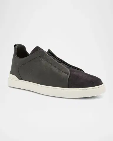 Zegna Men's Triple Stitch Leather and Suede Sneakers | Thumbnail 3 Zegna Men's Triple Stitch Leather and Suede Sneakers | Thumbnail 3