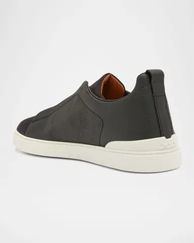 Zegna Men's Triple Stitch Leather and Suede Sneakers | Thumbnail 4 Zegna Men's Triple Stitch Leather and Suede Sneakers | Thumbnail 4