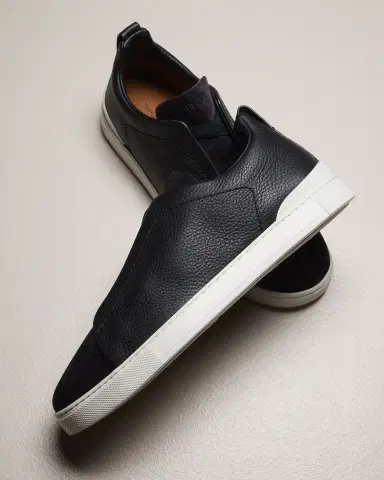 Zegna Men's Triple Stitch Leather and Suede Sneakers | Thumbnail 5 Zegna Men's Triple Stitch Leather and Suede Sneakers | Thumbnail 5