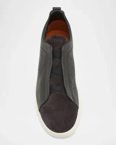 Zegna Men's Triple Stitch Leather and Suede Sneakers | Thumbnail 6 Zegna Men's Triple Stitch Leather and Suede Sneakers | Thumbnail 6
