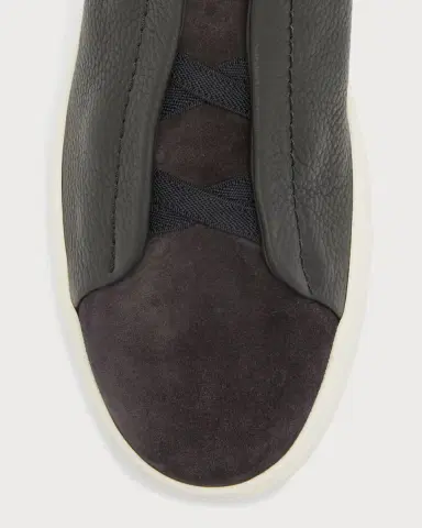 Zegna Men's Triple Stitch Leather and Suede Sneakers | Thumbnail 7 Zegna Men's Triple Stitch Leather and Suede Sneakers | Thumbnail 7