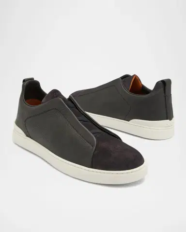 Zegna Men's Triple Stitch Leather and Suede Sneakers | Thumbnail 9 Zegna Men's Triple Stitch Leather and Suede Sneakers | Thumbnail 9