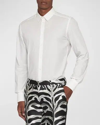 Dolce & Gabbana Men's Solid Dress Shirt | Thumbnail 4 Dolce & Gabbana Men's Solid Dress Shirt | Thumbnail 4