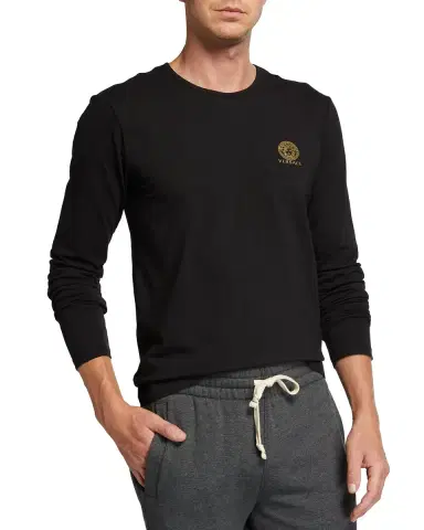 Versace Men's Medusa Logo Long-Sleeve T-Shirt | Thumbnail 1 Versace Men's Medusa Logo Long-Sleeve T-Shirt | Thumbnail 1