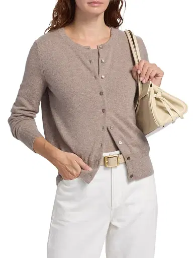 Saks Fifth Avenue Women's Cashmere Cardigan - Pebble Heather | Thumbnail 3 Saks Fifth Avenue Women's Cashmere Cardigan - Pebble Heather | Thumbnail 3
