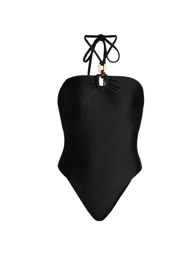 Ramy Brook Women's Marjorie Halterneck One-Piece Swimsuit - Black | Thumbnail 1 Ramy Brook Women's Marjorie Halterneck One-Piece Swimsuit - Black | Thumbnail 1