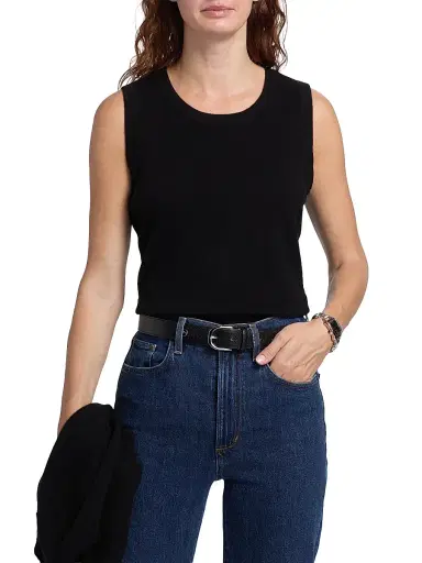 Saks Fifth Avenue Women's Rib-Knit Cashmere Sleeveless Sweater - Black | Thumbnail 3 Saks Fifth Avenue Women's Rib-Knit Cashmere Sleeveless Sweater - Black | Thumbnail 3
