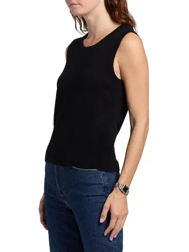 Saks Fifth Avenue Women's Rib-Knit Cashmere Sleeveless Sweater - Black | Thumbnail 4 Saks Fifth Avenue Women's Rib-Knit Cashmere Sleeveless Sweater - Black | Thumbnail 4