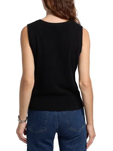 Saks Fifth Avenue Women's Rib-Knit Cashmere Sleeveless Sweater - Black | Thumbnail 5 Saks Fifth Avenue Women's Rib-Knit Cashmere Sleeveless Sweater - Black | Thumbnail 5