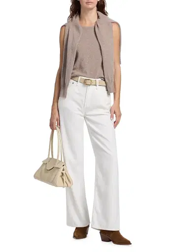 Saks Fifth Avenue Women's Rib-Knit Cashmere Sleeveless Sweater - Pebble Heather | Thumbnail 2 Saks Fifth Avenue Women's Rib-Knit Cashmere Sleeveless Sweater - Pebble Heather | Thumbnail 2