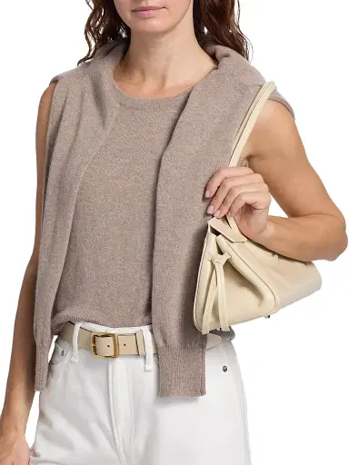 Saks Fifth Avenue Women's Rib-Knit Cashmere Sleeveless Sweater - Pebble Heather | Thumbnail 6 Saks Fifth Avenue Women's Rib-Knit Cashmere Sleeveless Sweater - Pebble Heather | Thumbnail 6