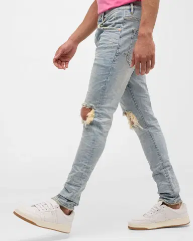 PURPLE Men's P002 Light Indigo Blowout Slim Jeans | Thumbnail 6 PURPLE Men's P002 Light Indigo Blowout Slim Jeans | Thumbnail 6