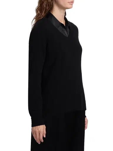 Saks Fifth Avenue Women's V-Neck Cashmere Sweater - Black | Thumbnail 4 Saks Fifth Avenue Women's V-Neck Cashmere Sweater - Black | Thumbnail 4