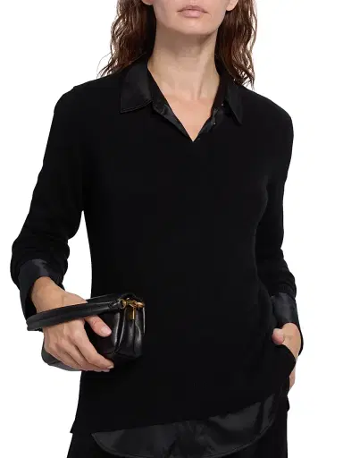 Saks Fifth Avenue Women's V-Neck Cashmere Sweater - Black | Thumbnail 6 Saks Fifth Avenue Women's V-Neck Cashmere Sweater - Black | Thumbnail 6