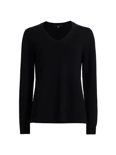Saks Fifth Avenue Women's V-Neck Cashmere Sweater - Black | Thumbnail 1 Saks Fifth Avenue Women's V-Neck Cashmere Sweater - Black | Thumbnail 1