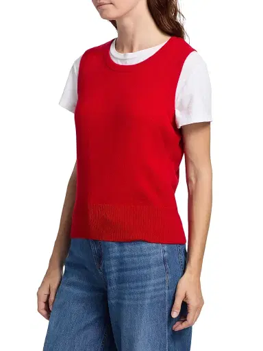 Saks Fifth Avenue Women's Rib-Knit Cashmere Sleeveless Sweater - True Red | Thumbnail 4 Saks Fifth Avenue Women's Rib-Knit Cashmere Sleeveless Sweater - True Red | Thumbnail 4