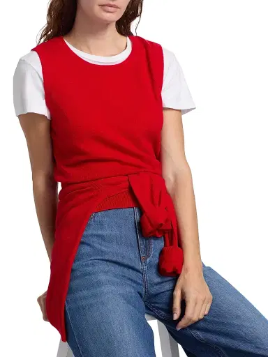 Saks Fifth Avenue Women's Rib-Knit Cashmere Sleeveless Sweater - True Red | Thumbnail 6 Saks Fifth Avenue Women's Rib-Knit Cashmere Sleeveless Sweater - True Red | Thumbnail 6