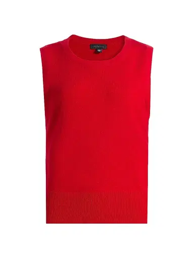 Saks Fifth Avenue Women's Rib-Knit Cashmere Sleeveless Sweater - True Red | Thumbnail 1 Saks Fifth Avenue Women's Rib-Knit Cashmere Sleeveless Sweater - True Red | Thumbnail 1