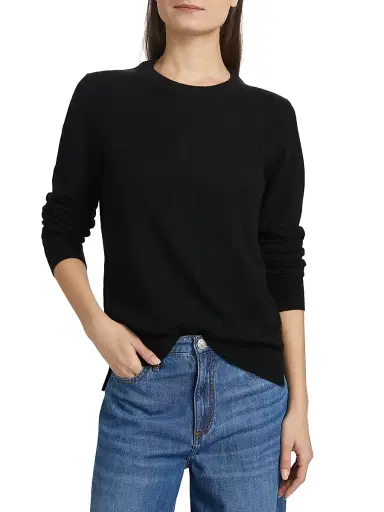 Saks Fifth Avenue Women's Cashmere Crewneck Sweater - Black | Thumbnail 3 Saks Fifth Avenue Women's Cashmere Crewneck Sweater - Black | Thumbnail 3