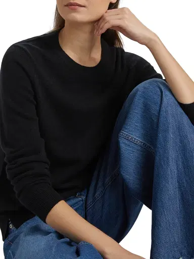 Saks Fifth Avenue Women's Cashmere Crewneck Sweater - Black | Thumbnail 6 Saks Fifth Avenue Women's Cashmere Crewneck Sweater - Black | Thumbnail 6
