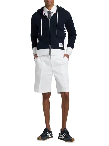 Thom Browne Men's Loopback Jersey Hoodie Jacket - Navy | Thumbnail 2 Thom Browne Men's Loopback Jersey Hoodie Jacket - Navy | Thumbnail 2
