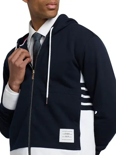 Thom Browne Men's Loopback Jersey Hoodie Jacket - Navy | Thumbnail 6 Thom Browne Men's Loopback Jersey Hoodie Jacket - Navy | Thumbnail 6