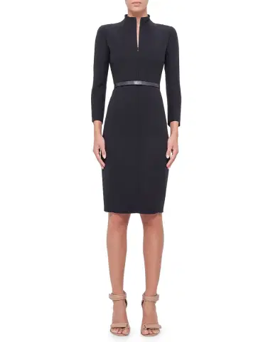 Akris Split-Neck Double-Face Wool Sheath Dress | Thumbnail 1 Akris Split-Neck Double-Face Wool Sheath Dress | Thumbnail 1