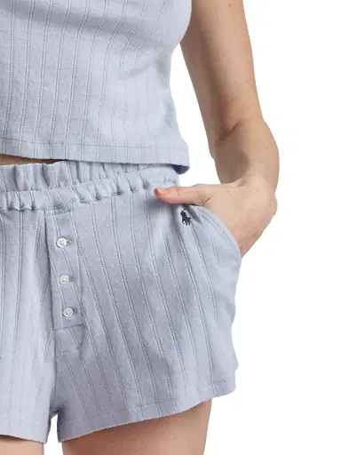 Polo Ralph Lauren Women's Polo Pointelle Cami Short Pajamas - Xenon Blue | Thumbnail 5 Polo Ralph Lauren Women's Polo Pointelle Cami Short Pajamas - Xenon Blue | Thumbnail 5