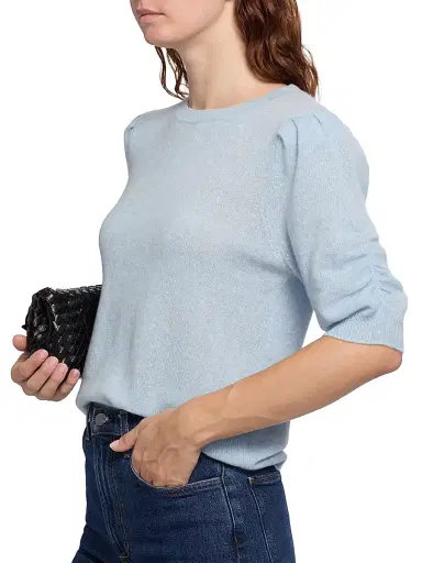 Saks Fifth Avenue Women's Pleated Cashmere Sweater - Blue Sky Heather | Thumbnail 6 Saks Fifth Avenue Women's Pleated Cashmere Sweater - Blue Sky Heather | Thumbnail 6