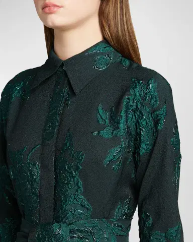 Rickie Freeman for Teri Jon Belted Jacquard Shirtdress Gown | Thumbnail 5 Rickie Freeman for Teri Jon Belted Jacquard Shirtdress Gown | Thumbnail 5