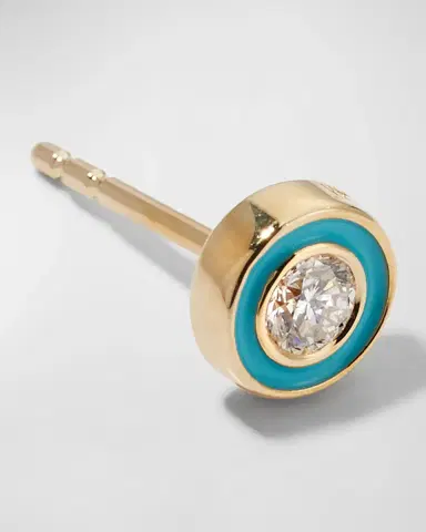Sydney Evan 14k Enamel Diamond Stud Earring, Turquoise | Thumbnail 3 Sydney Evan 14k Enamel Diamond Stud Earring, Turquoise | Thumbnail 3