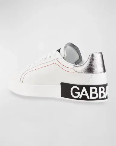 Dolce & Gabbana Leather Logo Low-Top Sneakers | Thumbnail 3 Dolce & Gabbana Leather Logo Low-Top Sneakers | Thumbnail 3