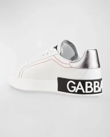 Dolce & Gabbana Leather Logo Low-Top Sneakers | Thumbnail 4 Dolce & Gabbana Leather Logo Low-Top Sneakers | Thumbnail 4