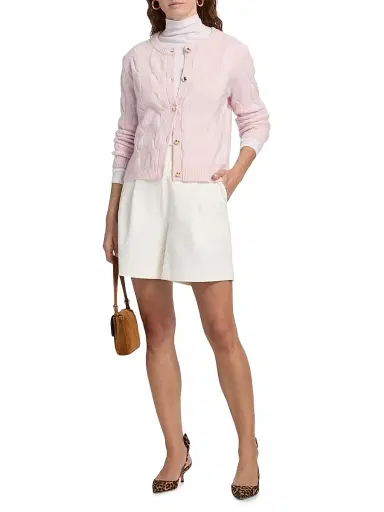 Saks Fifth Avenue Women's Cashmere Cable-Knit Cardigan - Pink Fresia | Thumbnail 2 Saks Fifth Avenue Women's Cashmere Cable-Knit Cardigan - Pink Fresia | Thumbnail 2