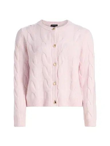 Saks Fifth Avenue Women's Cashmere Cable-Knit Cardigan - Pink Fresia | Thumbnail 1 Saks Fifth Avenue Women's Cashmere Cable-Knit Cardigan - Pink Fresia | Thumbnail 1
