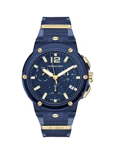 FERRAGAMO Men's F-80 Translucent Chronograph Watch/44MM - Blue | Thumbnail 1 FERRAGAMO Men's F-80 Translucent Chronograph Watch/44MM - Blue | Thumbnail 1