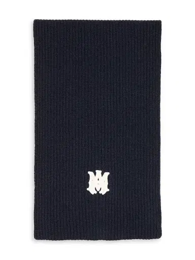 AMIRI Men's Logo Virgin Wool Scarf - Midnight Blue | Thumbnail 1 AMIRI Men's Logo Virgin Wool Scarf - Midnight Blue | Thumbnail 1