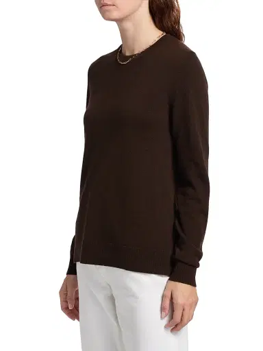 Saks Fifth Avenue Women's Cashmere Crewneck Sweater - Midnight Brown - Size XL | Thumbnail 4 Saks Fifth Avenue Women's Cashmere Crewneck Sweater - Midnight Brown - Size XL | Thumbnail 4