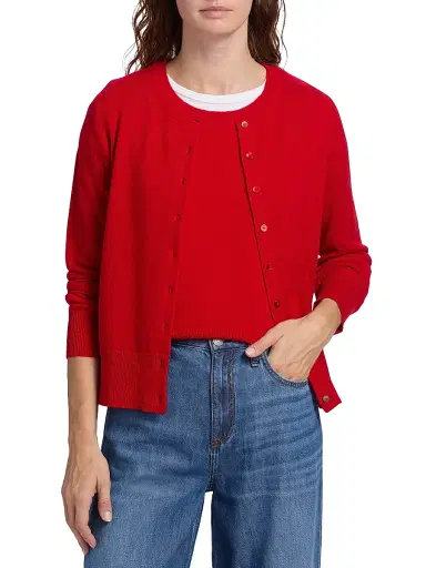 Saks Fifth Avenue Women's Cashmere Cardigan - True Red | Thumbnail 3 Saks Fifth Avenue Women's Cashmere Cardigan - True Red | Thumbnail 3