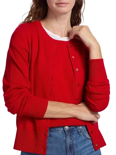 Saks Fifth Avenue Women's Cashmere Cardigan - True Red | Thumbnail 6 Saks Fifth Avenue Women's Cashmere Cardigan - True Red | Thumbnail 6