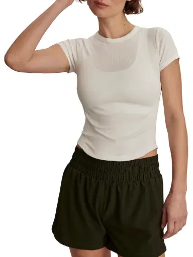 Varley Women's Casper Seamless Crewneck T-Shirt - White | Thumbnail 4 Varley Women's Casper Seamless Crewneck T-Shirt - White | Thumbnail 4